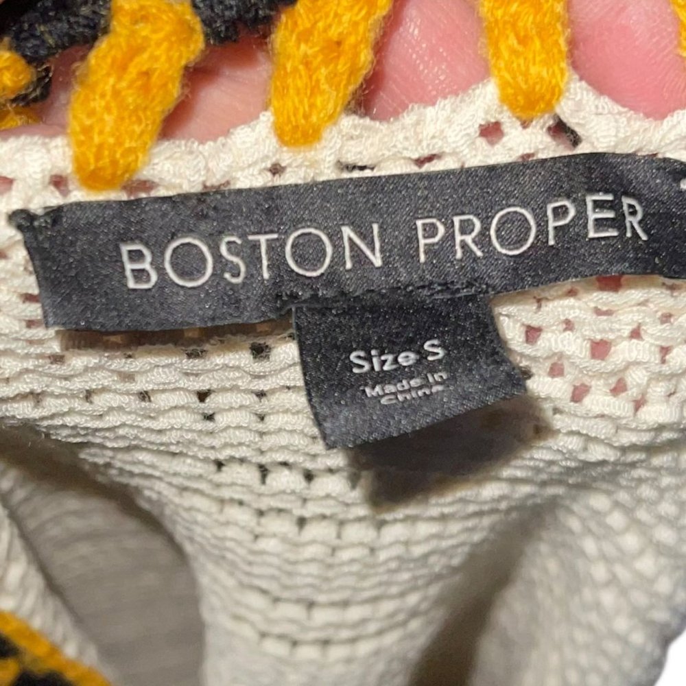 Boston Proper Cream Retro 70's Style Boho Bohemian Sleeveless Pullover Sweater S - Picture 9 of 10